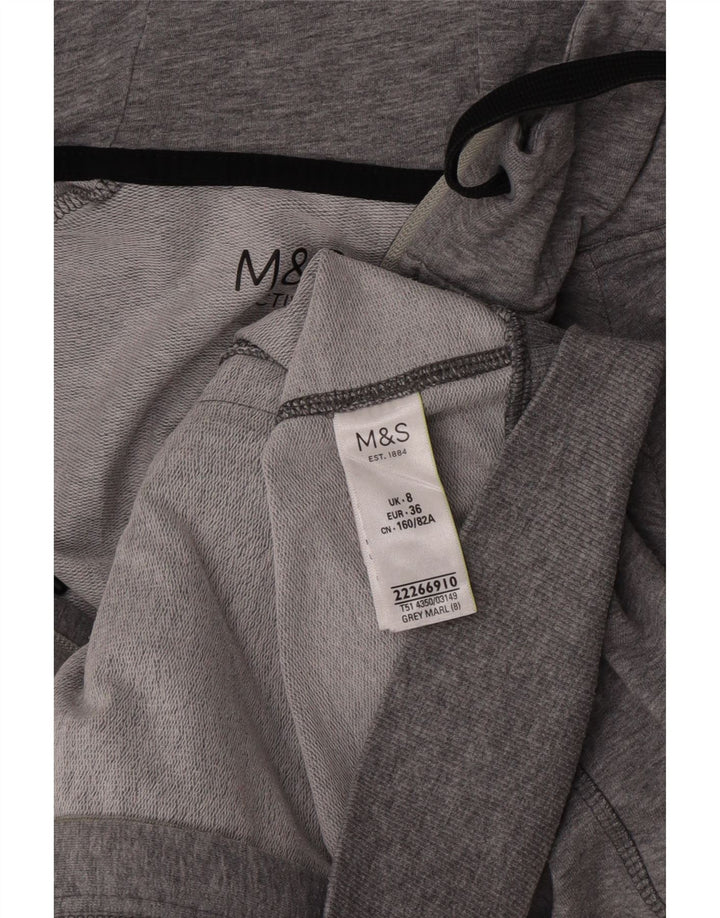 Suéter feminino Marks & Spencer com capuz e zíper Reino Unido 8 pequeno cinza manchado