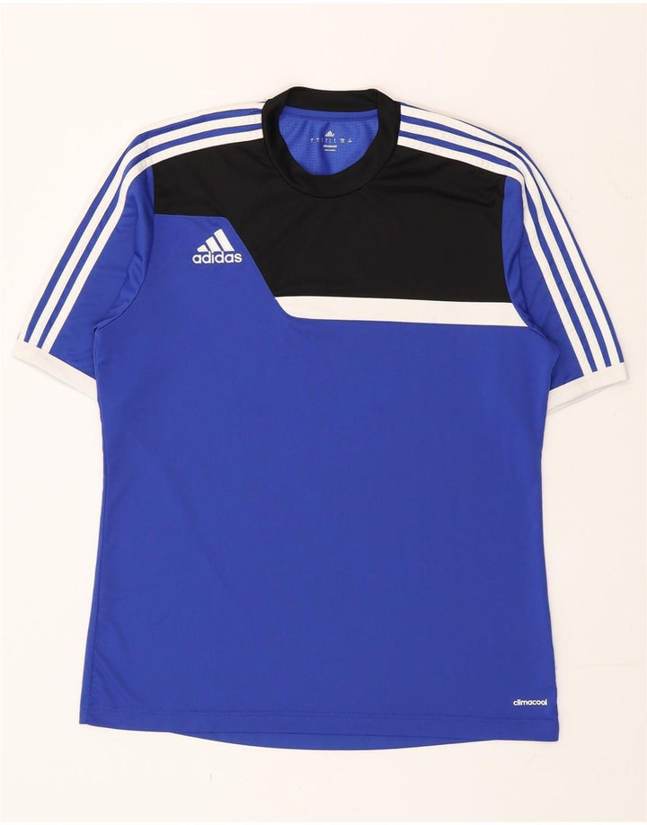 Adidas Mens Climacool Camiseta Top Grande Azul Colorblock Poliéster
