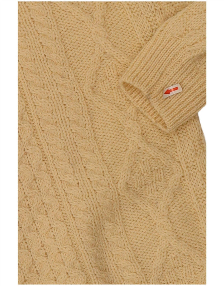 Suéter masculino arancrafts com gola redonda, lã bege médio