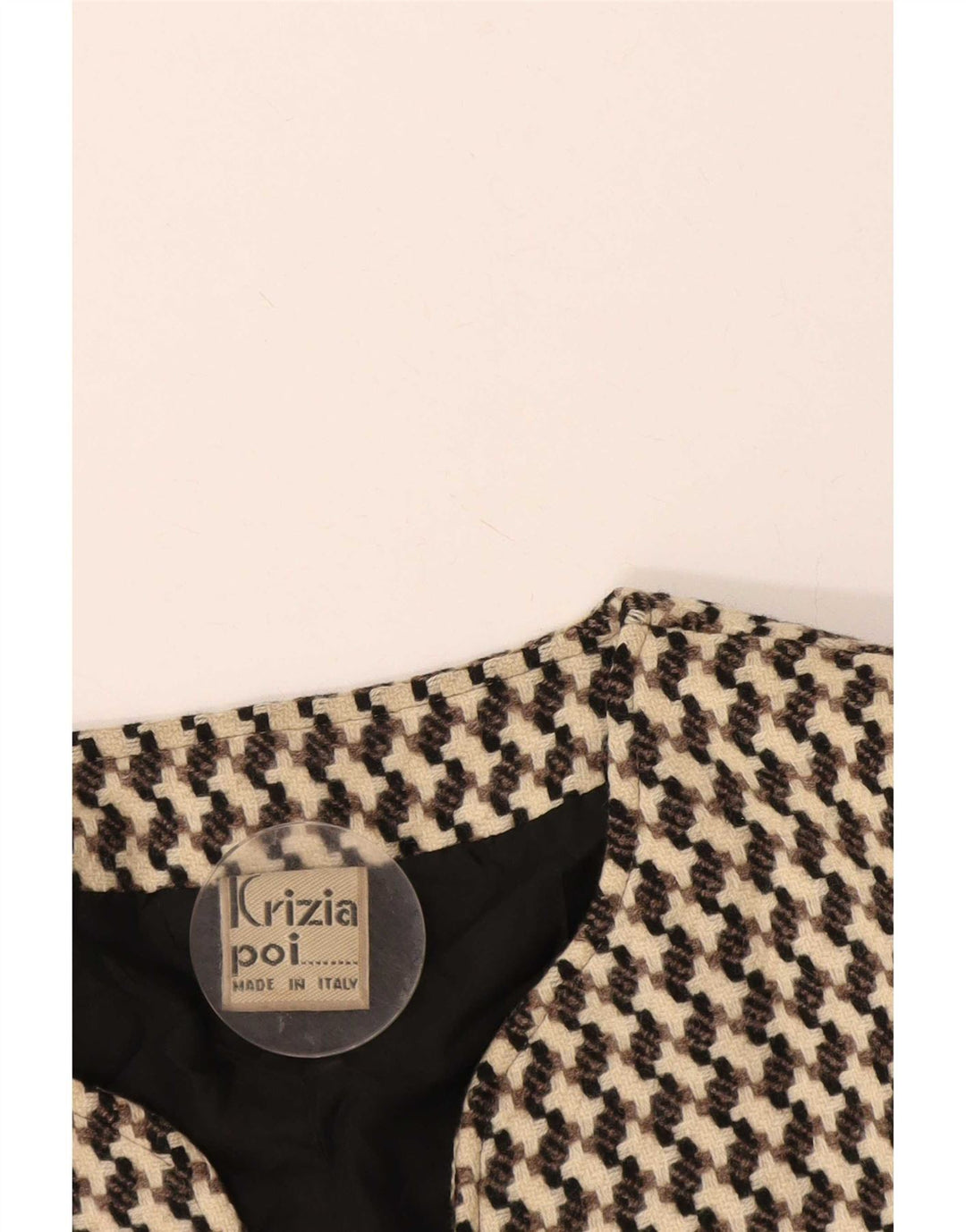 Jaqueta blazer feminina Poi By Krizia IT 40 pequena bege Houndstooth