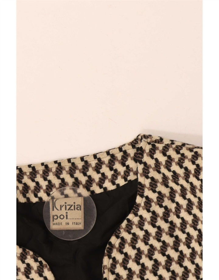 Jaqueta blazer feminina Poi By Krizia IT 40 pequena bege Houndstooth
