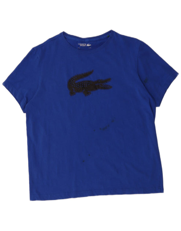 Camiseta gráfica masculina Lacoste tamanho superior 7 XL algodão azul