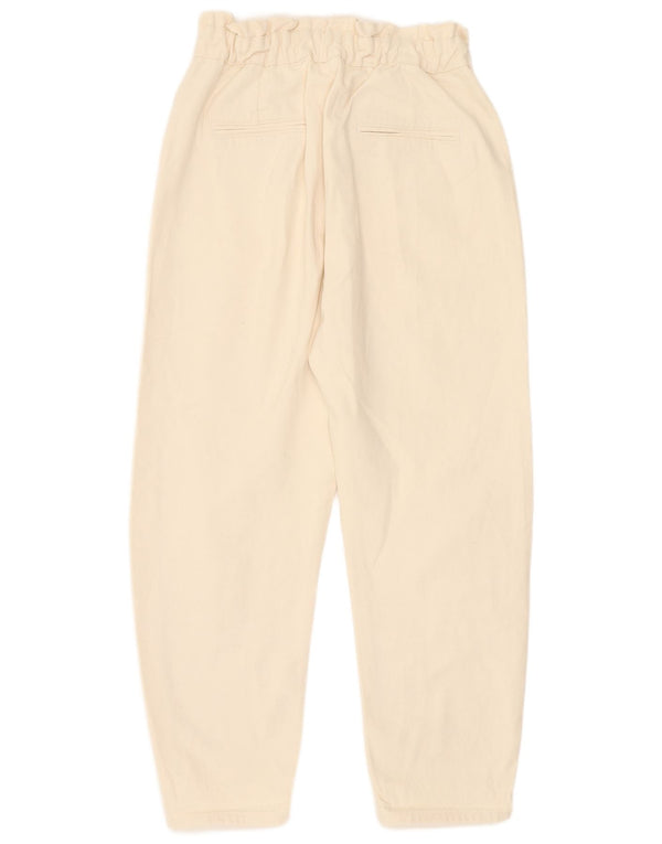 Zara Jeans Cônicos Femininos de Cintura Alta EU 36 XS W26 L25 Algodão Bege