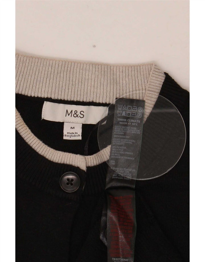 Suéter cardigã feminino Marks & Spencer Reino Unido 14 poliéster preto médio