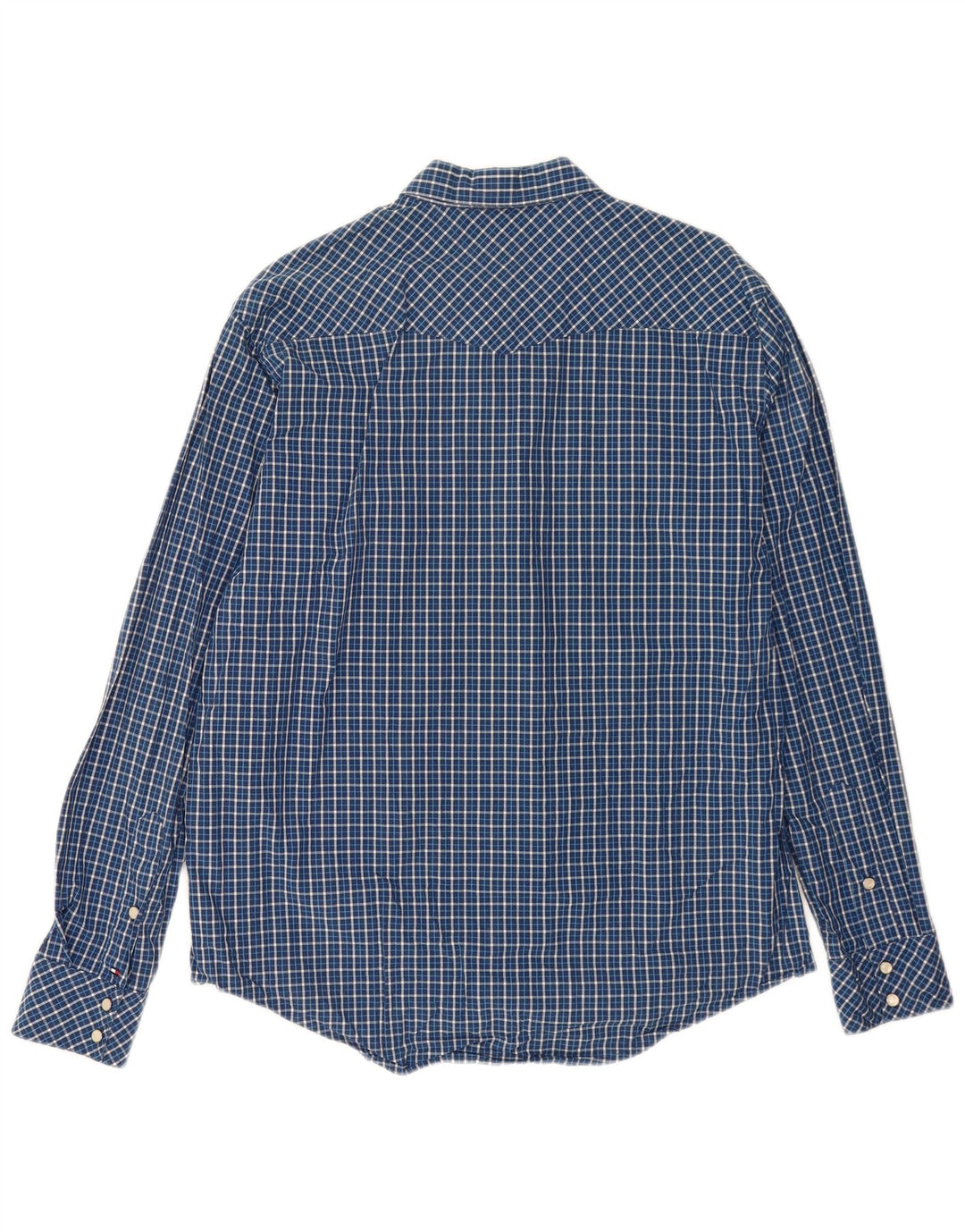 Camisa masculina Tommy Hilfiger grande algodão xadrez azul