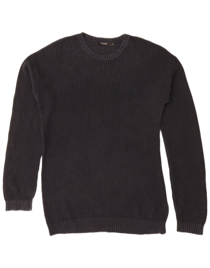 Suéter masculino JACK & JONES com gola redonda, algodão azul marinho médio