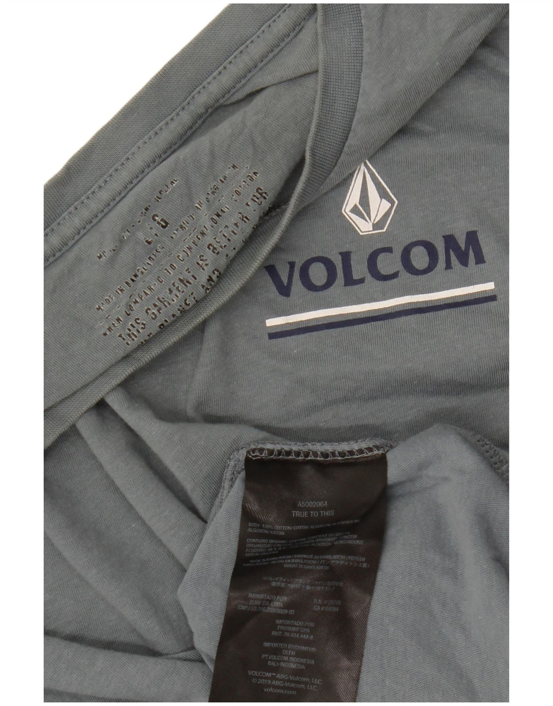 Camiseta feminina gráfica VOLCOM UK 16 grande algodão azul