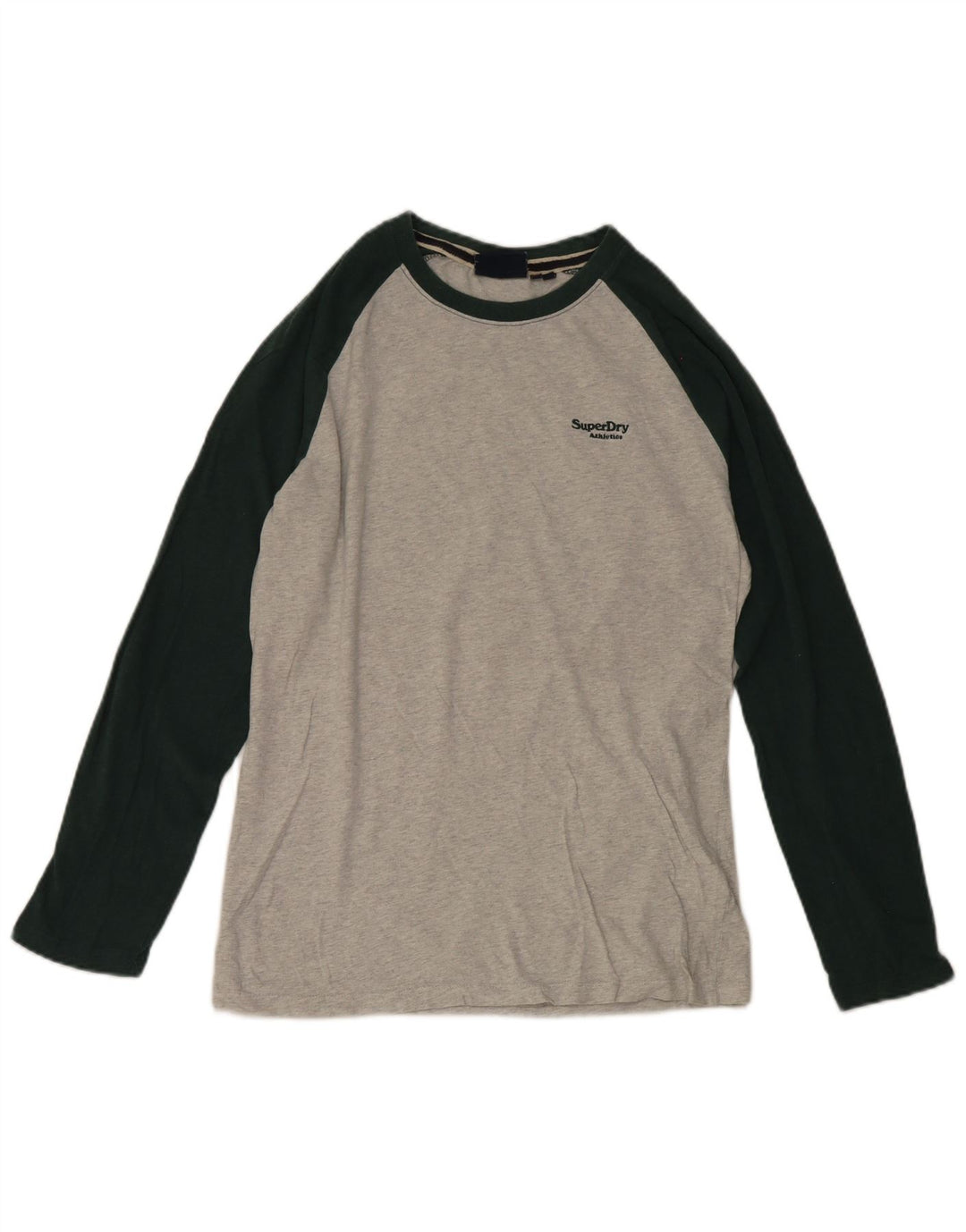 Top masculino Superdry manga comprida cinza médio algodão colorblock