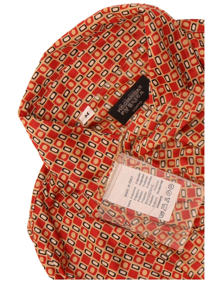 Camisa masculina Hacienda Pvblica poliéster geométrico vermelho médio