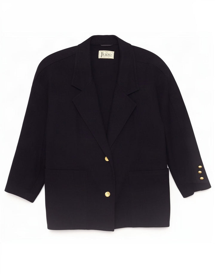 Jaqueta blazer feminina Herno com 2 botões IT 44 lã azul marinho médio