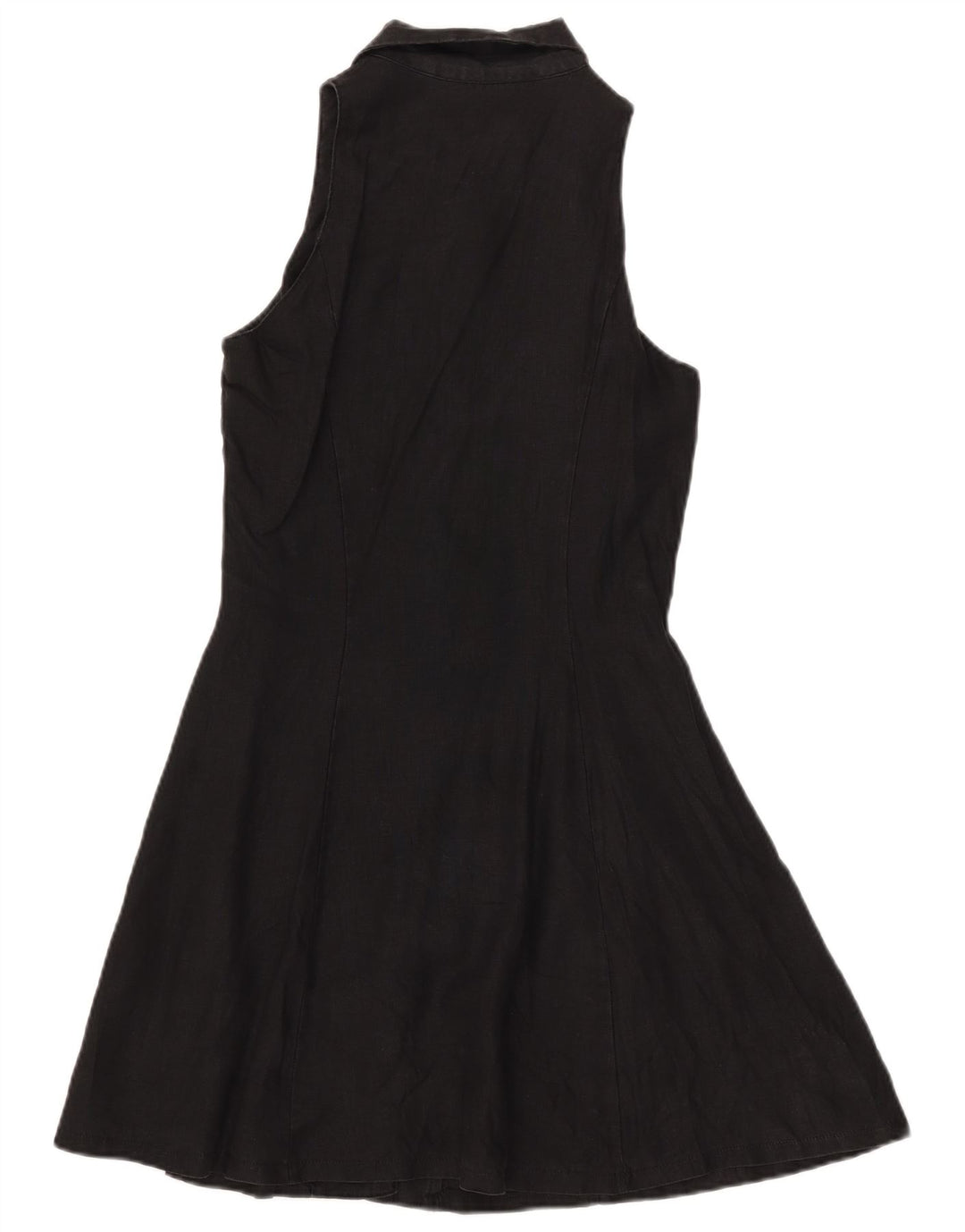 Vestido feminino Benetton sem mangas em linha A IT 44 linho preto médio