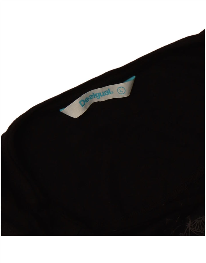 Top túnica feminina sem mangas Desigual Reino Unido 14 grande preto floral