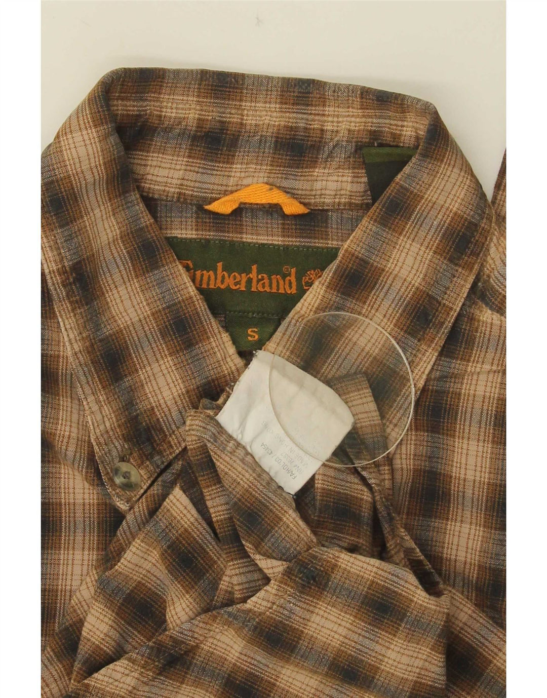 Camisa masculina de flanela Timberland pequena marrom xadrez algodão