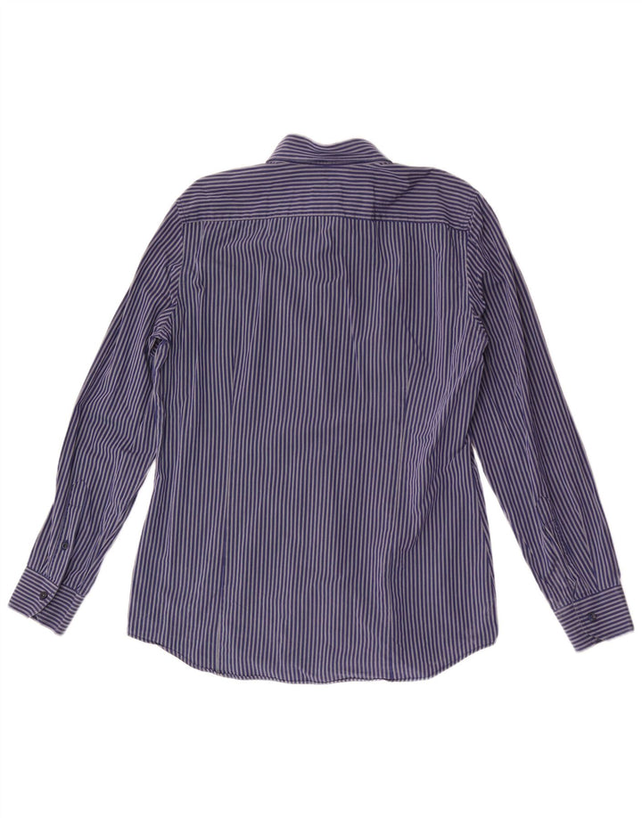 Camisa masculina BENETTON média listrada azul marinho