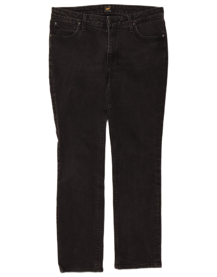 Lee Womens Marion Straight Jeans W30 L27 Algodão Preto
