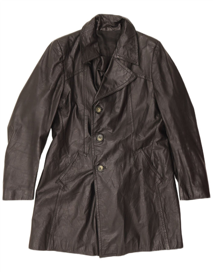 Casaco de couro masculino vintage UK 38 médio preto