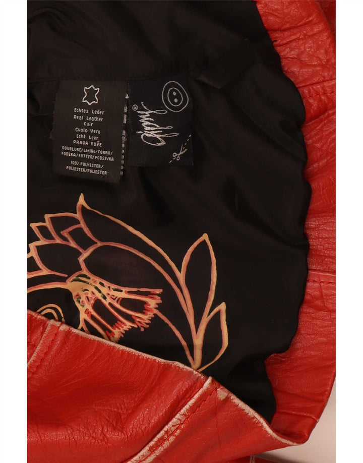 Jaqueta feminina de couro Gipsy Racer UK 14 listrada vermelha grande