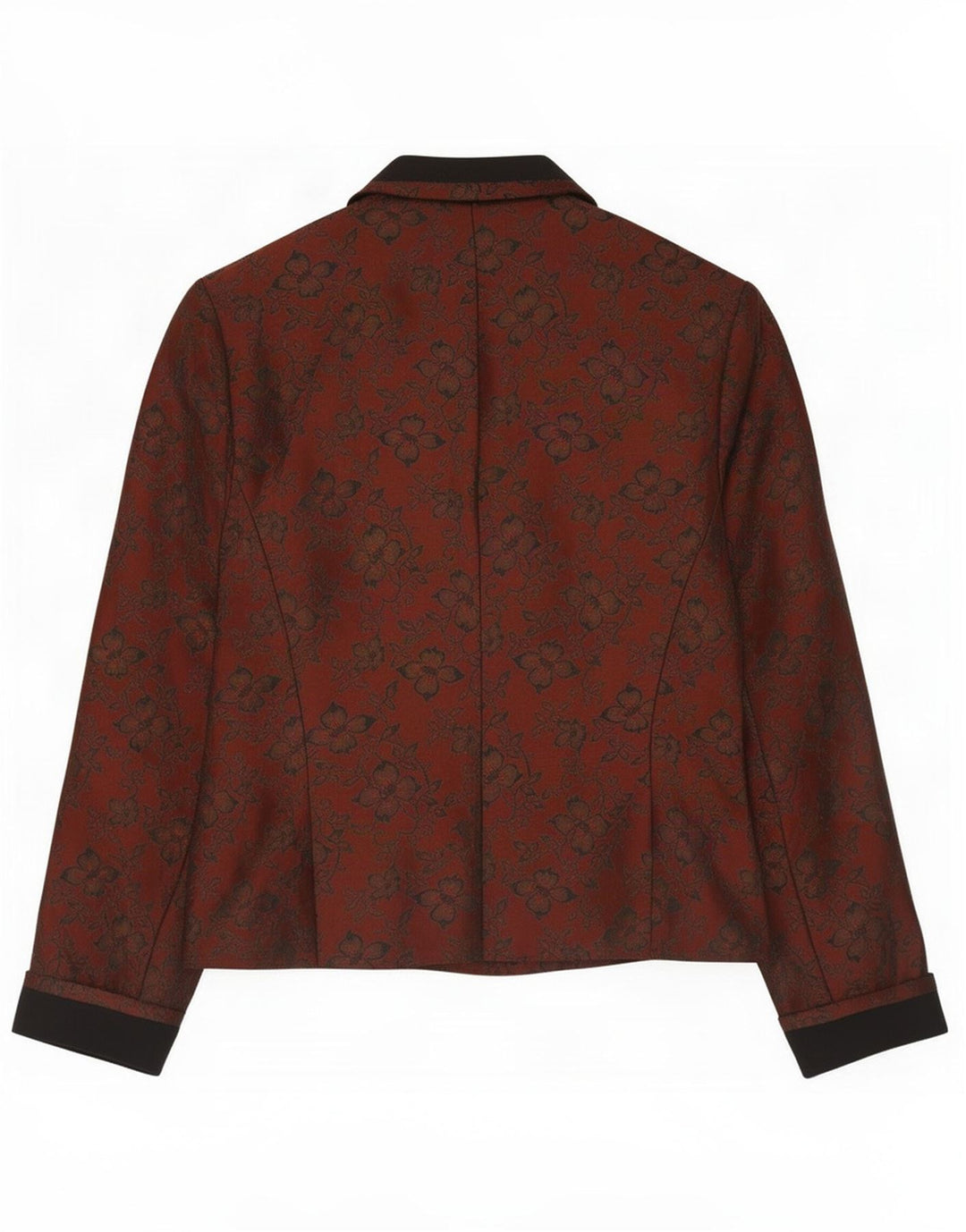 Jaqueta blazer feminina vintage com 5 botões Reino Unido 10 lã floral marrom pequena