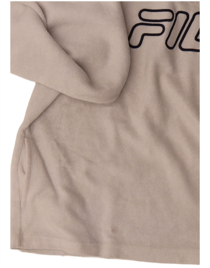 Suéter de lã masculino Fila com decote em zíper gráfico 2XL poliéster branco