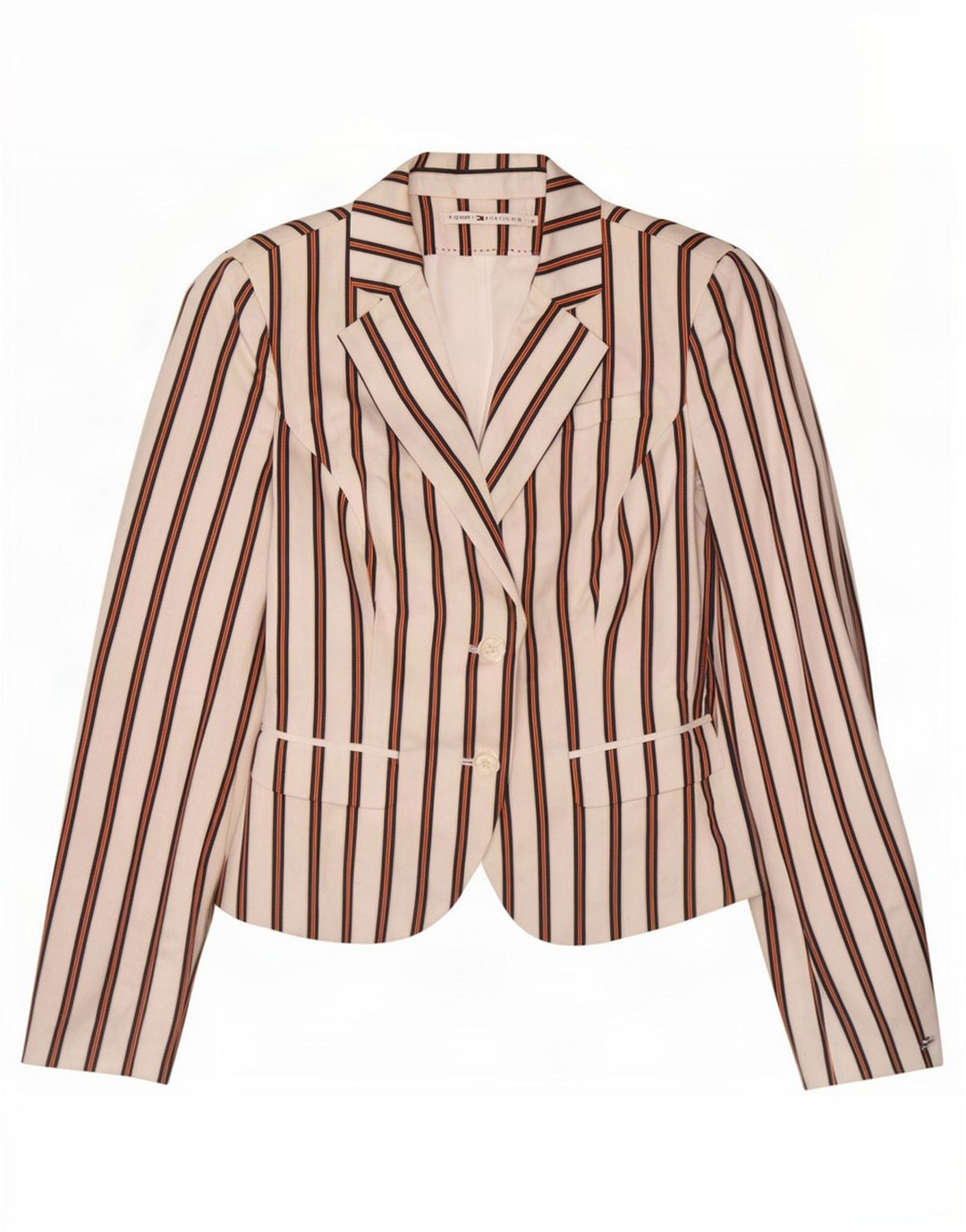 Tommy Hilfiger Jaqueta blazer feminina de 2 botões US 4 pequena listrada branca