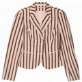 Tommy Hilfiger Jaqueta blazer feminina de 2 botões US 4 pequena listrada branca