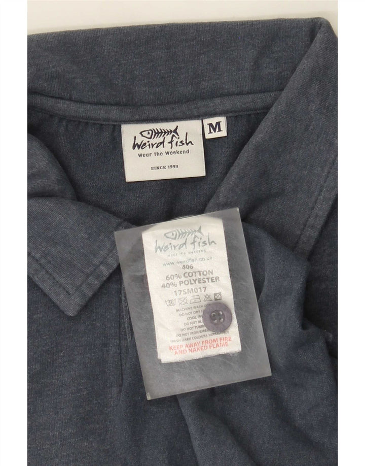 Camisa polo masculina Weird Fish de algodão azul médio