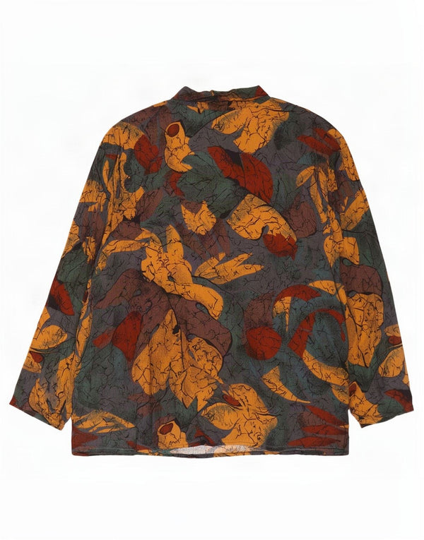 Blusa feminina vintage UK 14 média floral multicolorida