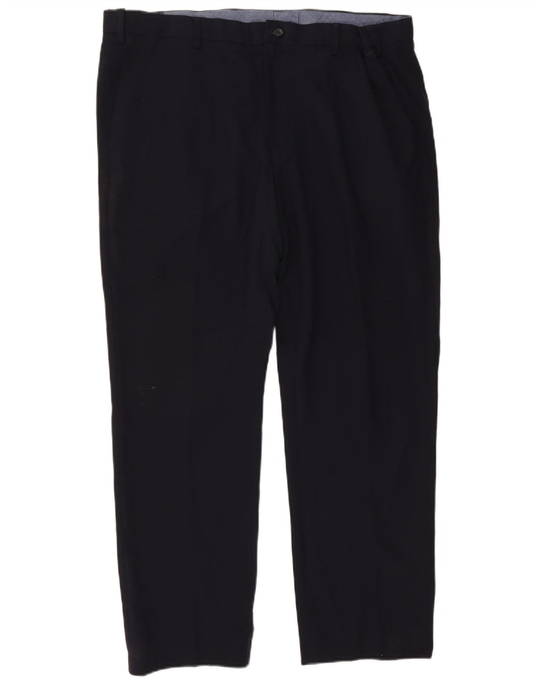 Calça chino reta masculina Marks & Spencer W42 L29 poliéster azul marinho