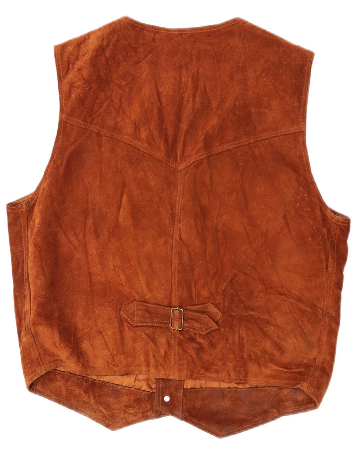 Colete Vintage Masculino em Camurça XL Marrom