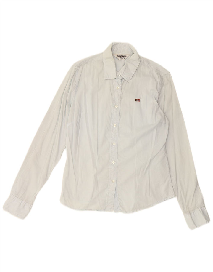 Camisa feminina geográfica grande NAPAPIJRI Reino Unido 10 azul pequeno