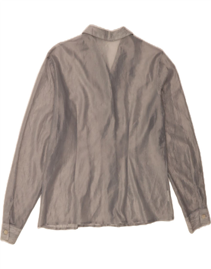 VINTAGE Womens Shirt Blouse UK 14 Medium Silver Vintage Vintage and Second-Hand Vintage from Messina Hembry 