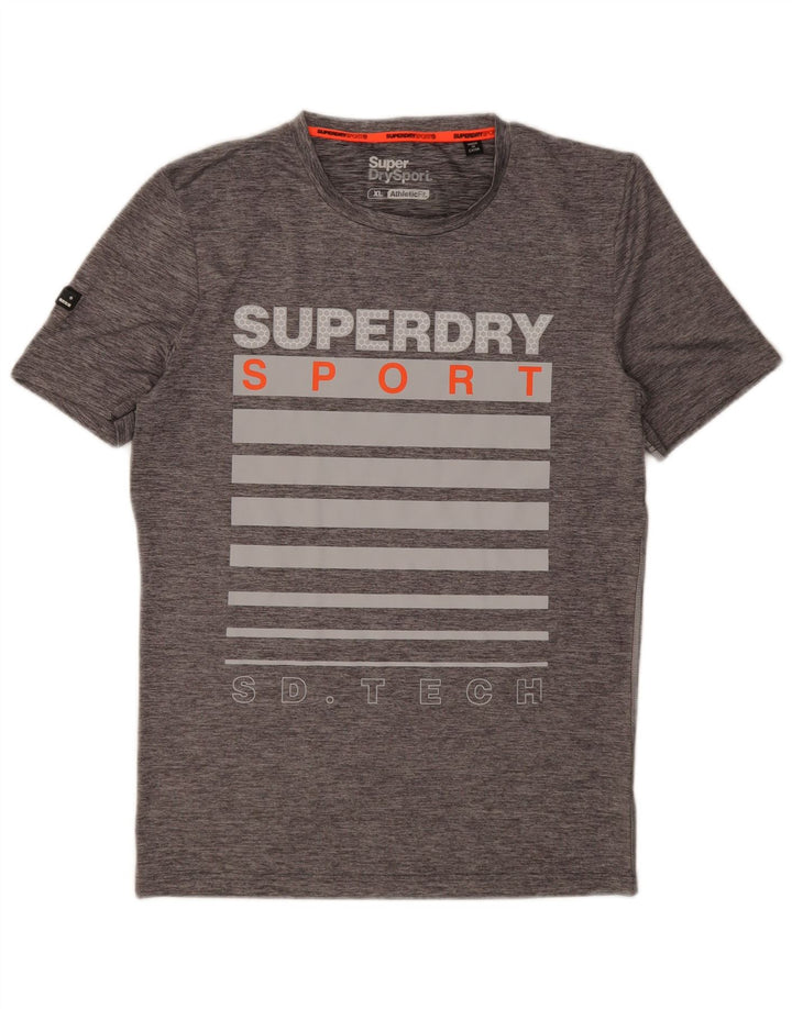 Camiseta gráfica masculina Superdry Top XL cinza manchado