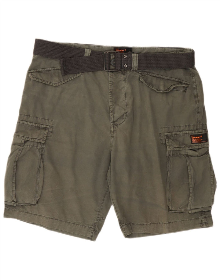 Shorts cargo masculino SUPERDRY W34 grande algodão cáqui