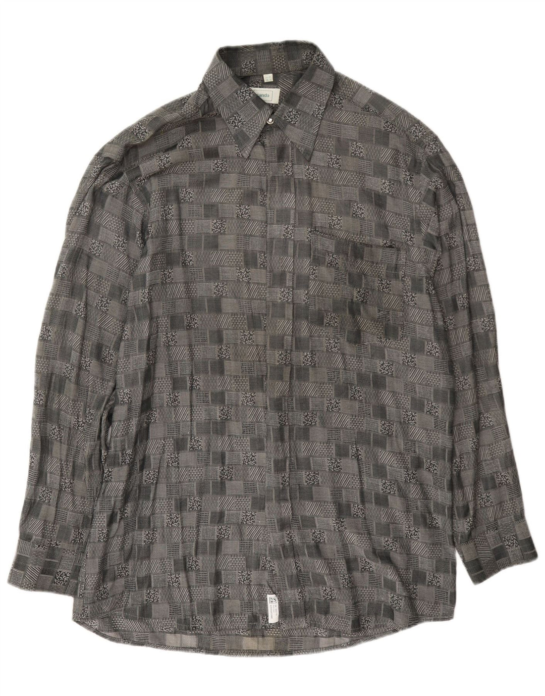 Camisa masculina Canda tamanho 39/40 15 1/2 cinza médio geométrico