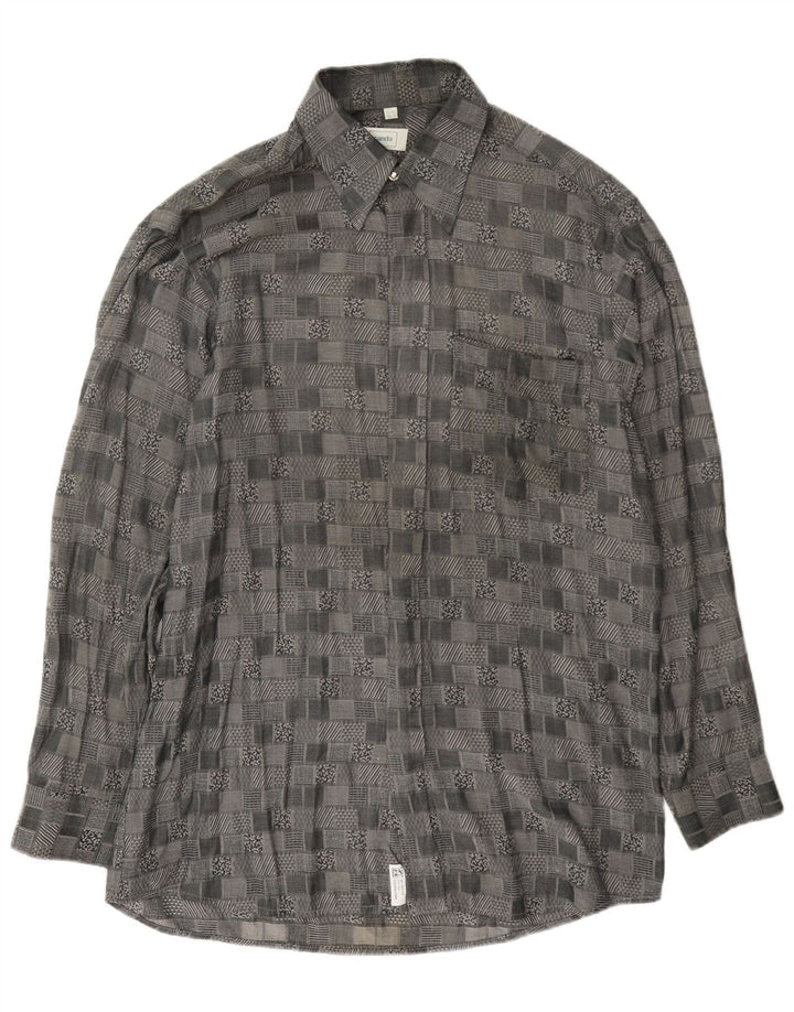 Camisa masculina Canda tamanho 39/40 15 1/2 cinza médio geométrico