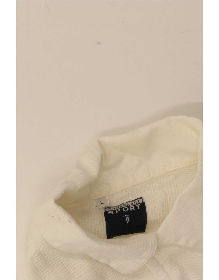Camisa masculina Trussardi manga 3/4 grande branca