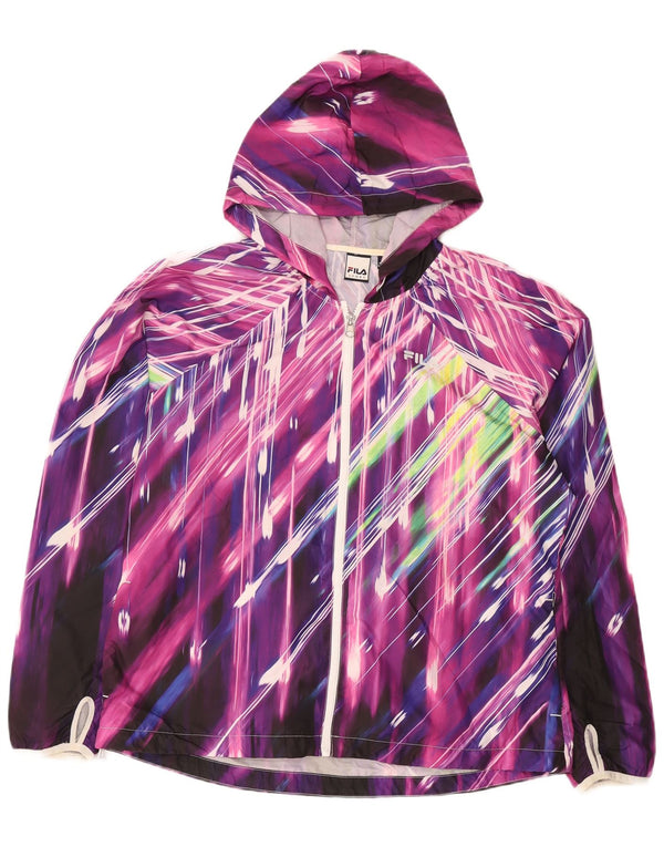 Jaqueta de chuva com capuz feminino Fila UK 16 grande poliéster listrado multicolorido