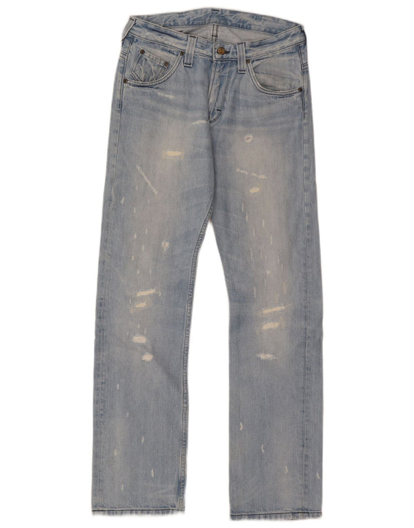 Calça Jeans Lee Feminina Clark Distressed Straight W29 L32 Azul Algodão