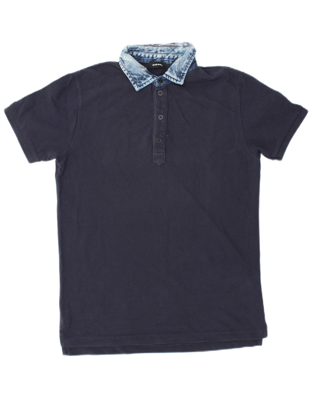 Camisa polo masculina DIESEL pequena algodão azul marinho