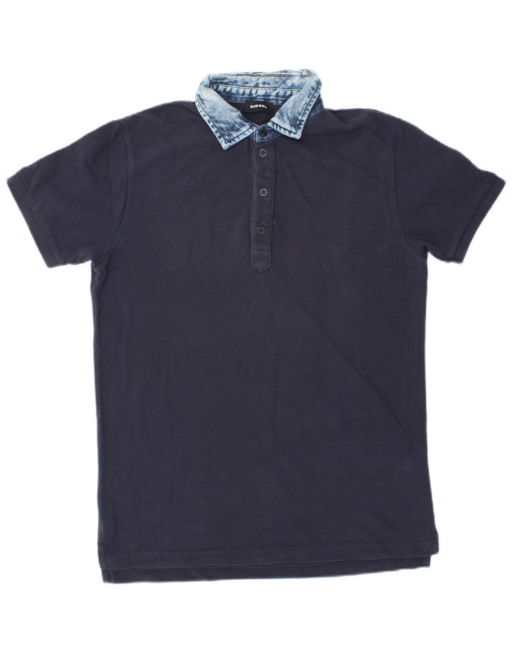 Camisa polo masculina DIESEL pequena algodão azul marinho