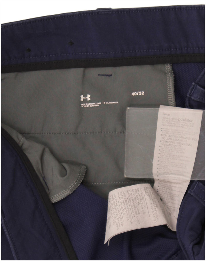 Under Armour Mens Straight Chino Calças W40 L32 Poliéster Azul Marinho
