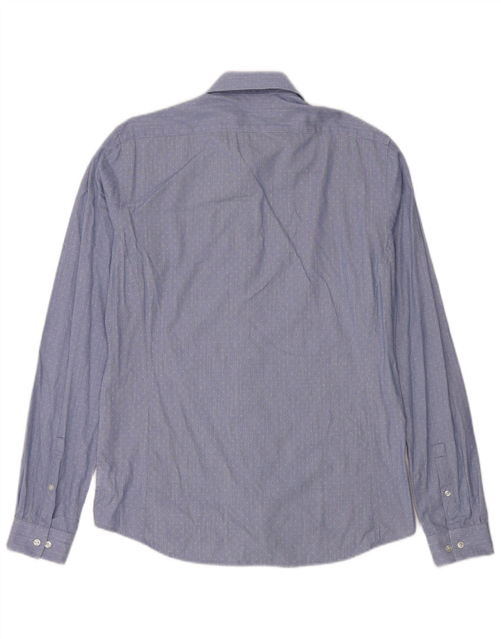 Camisa masculina Calvin Klein extra slim fit tamanho 40 15 1/2 azul médio manchado