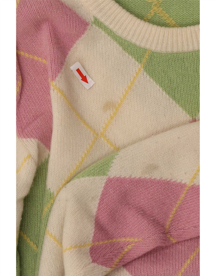 Suéter masculino Pringle com gola redonda, médio multicolorido Argyle/Diamante