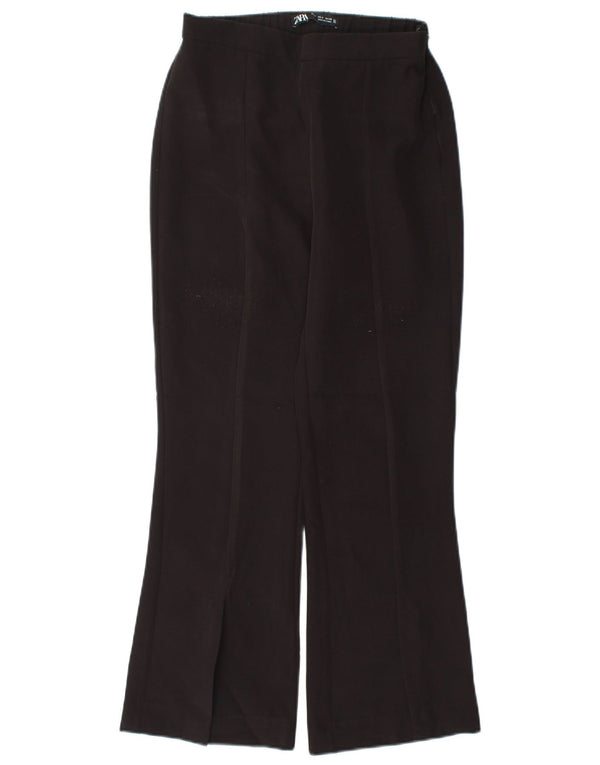 Zara Calça feminina casual bootcut pequena W26 L26 poliéster preto