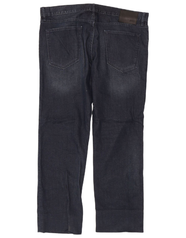 Hugo Boss Mens Straight Jeans W38 L31 Azul Marinho Algodão