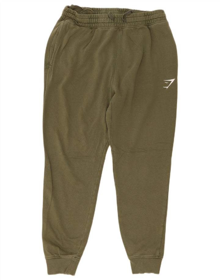 Calça esportiva masculina Gymshark, joggers, algodão cáqui médio