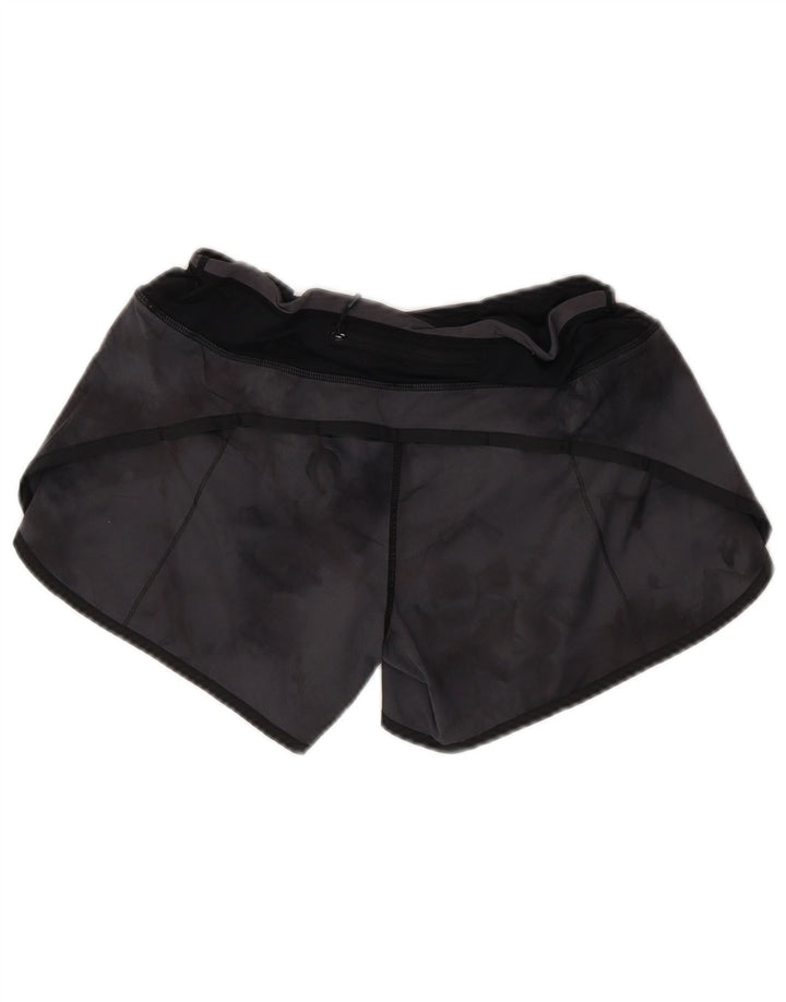 Shorts esportivos femininos Lululemon EUA 6 poliéster tie-dye cinza médio