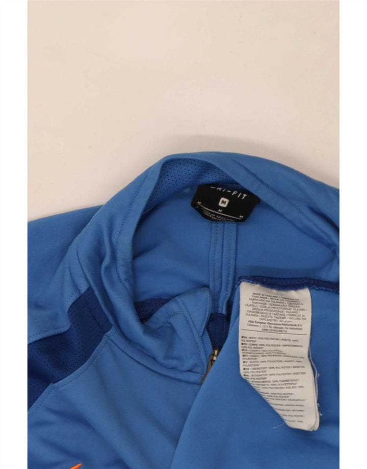 Nike Mens Dri Fit Zip Neck Pullover Treino Top Médio Azul Colourblock