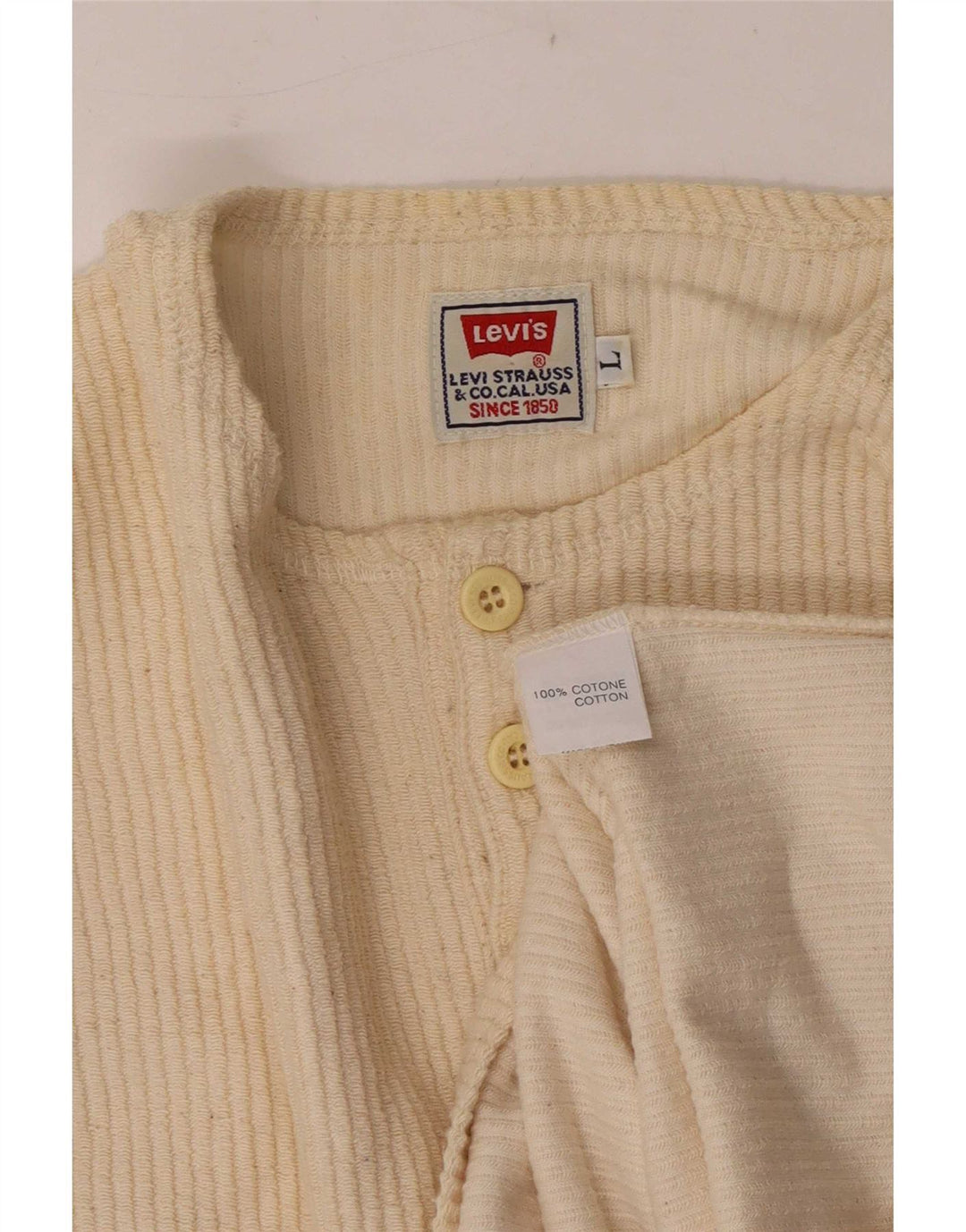 Top masculino Levi's manga comprida grande algodão bege