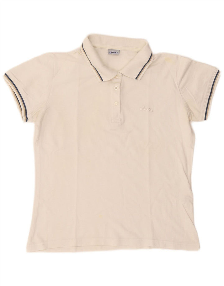 Camisa polo feminina Asics UK 14 médio algodão branco